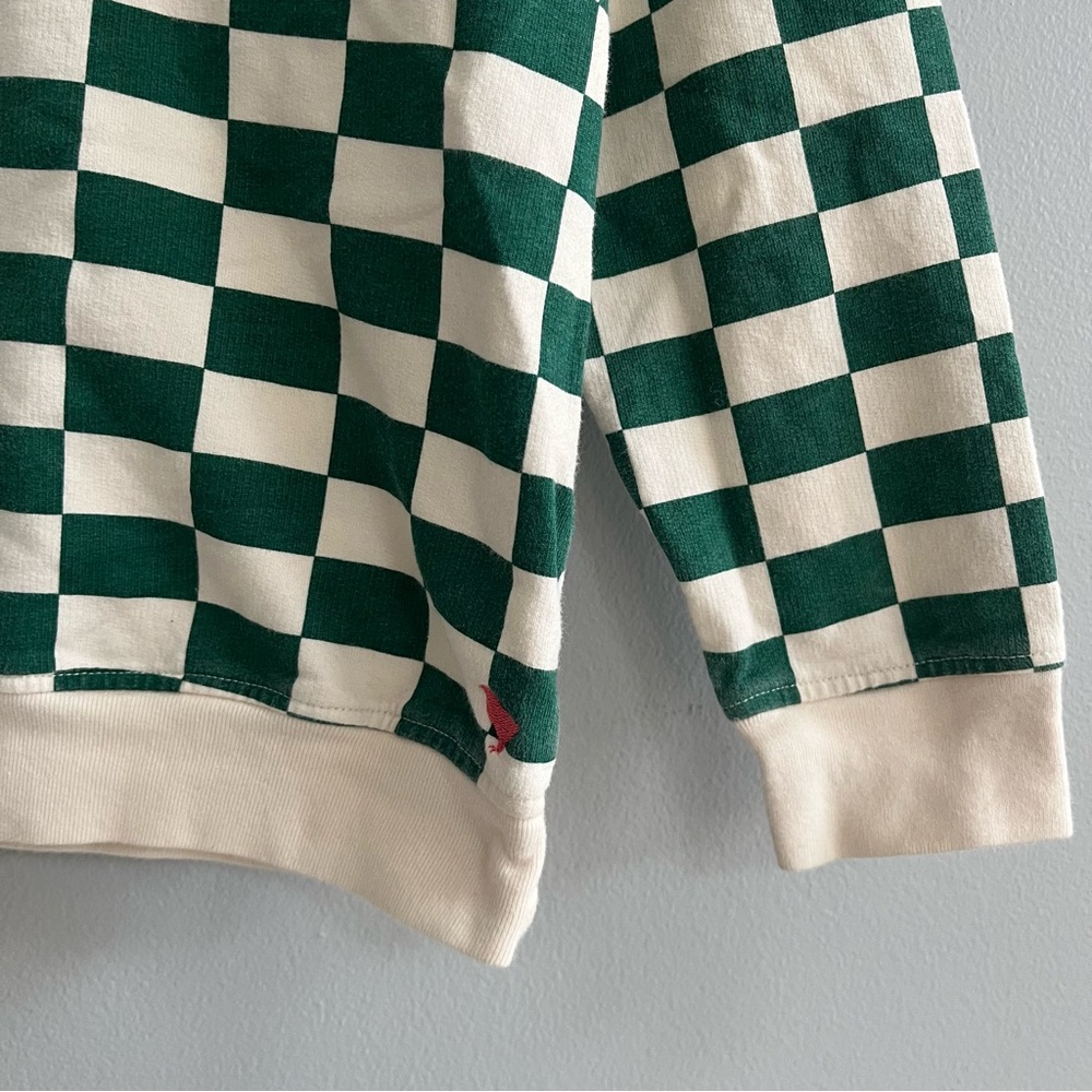 Pink Chicken Girls Checked Crewneck Sweatshirt Size 10 Organic Layering Playful - Picture 3 of 6